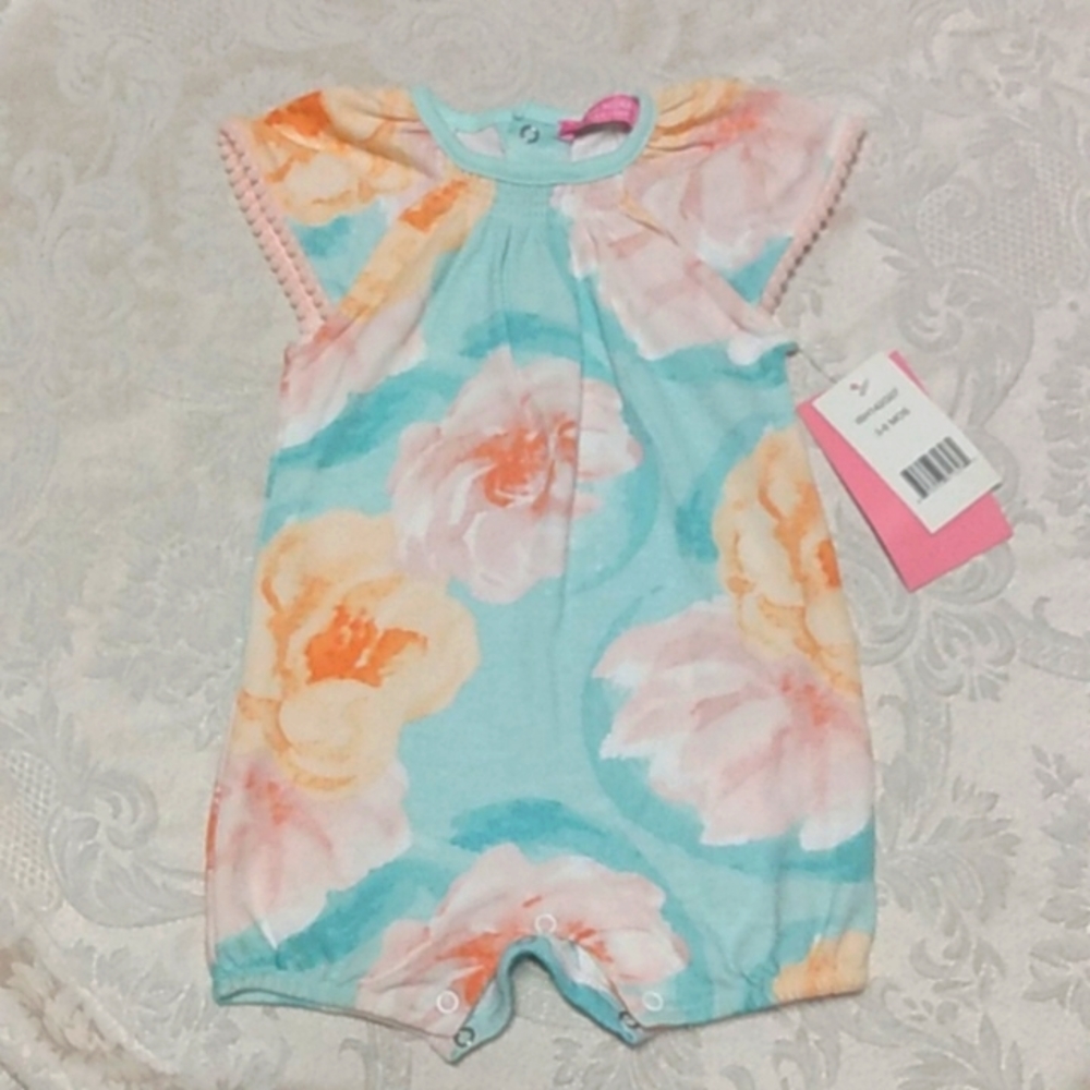 NWT Isaac Mizrahi Floral print romper Size 3-6 mos